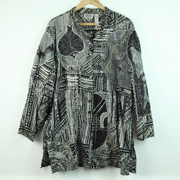 Chicos 3 L Silk FLAW Embroidered Fish Jacket Boho Artsy Embellished Maximalist - Picture 1 of 14